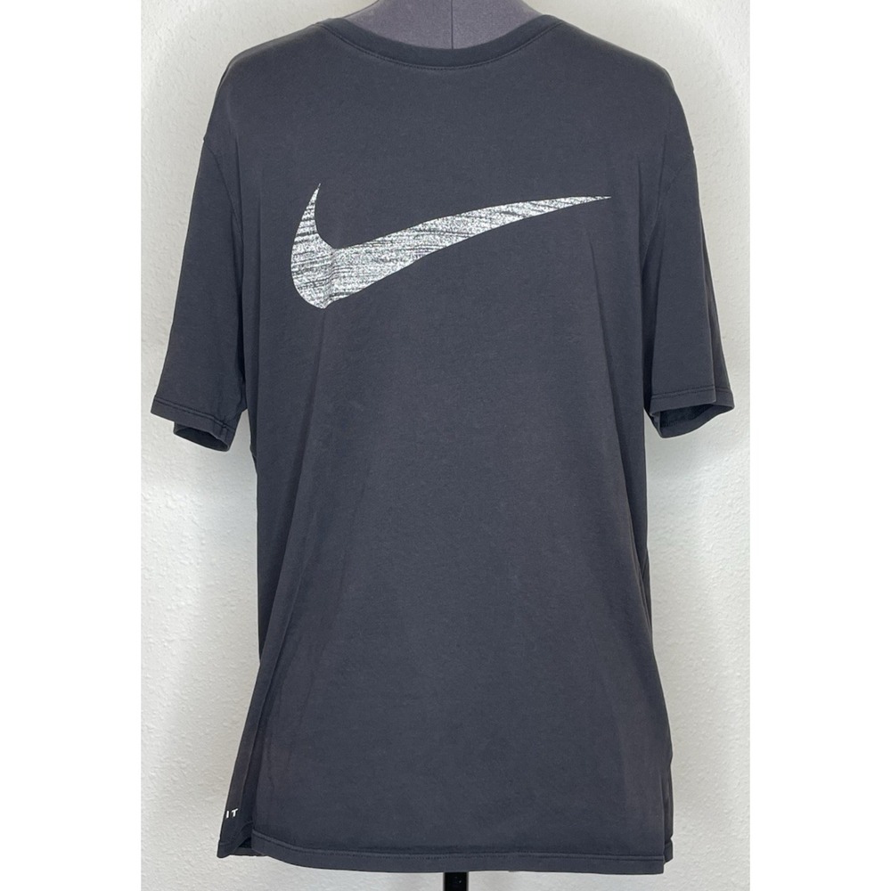 Nike Mens T-Shirt Dri-Fit Athletic Cut Swoosh Logo Large Black
